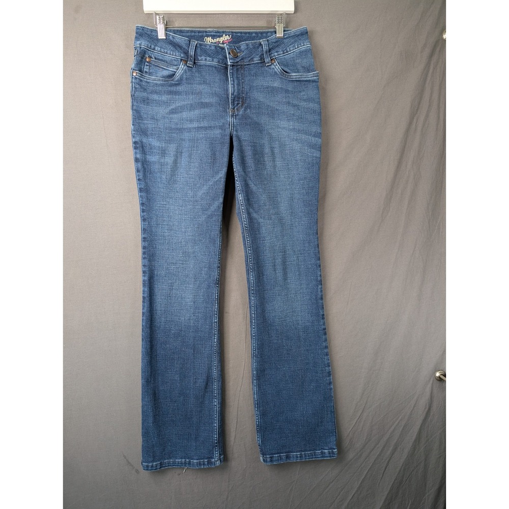 Wrangler 09MWZBR Bootcut Jeans Womens 11x34 Blue Denim Mid Rise Stretch